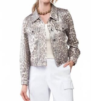 NEW INSIGHT long sleeves cropped jacket in cheetah